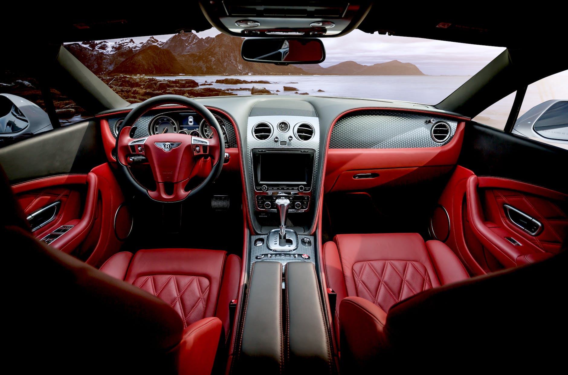 car with red interior